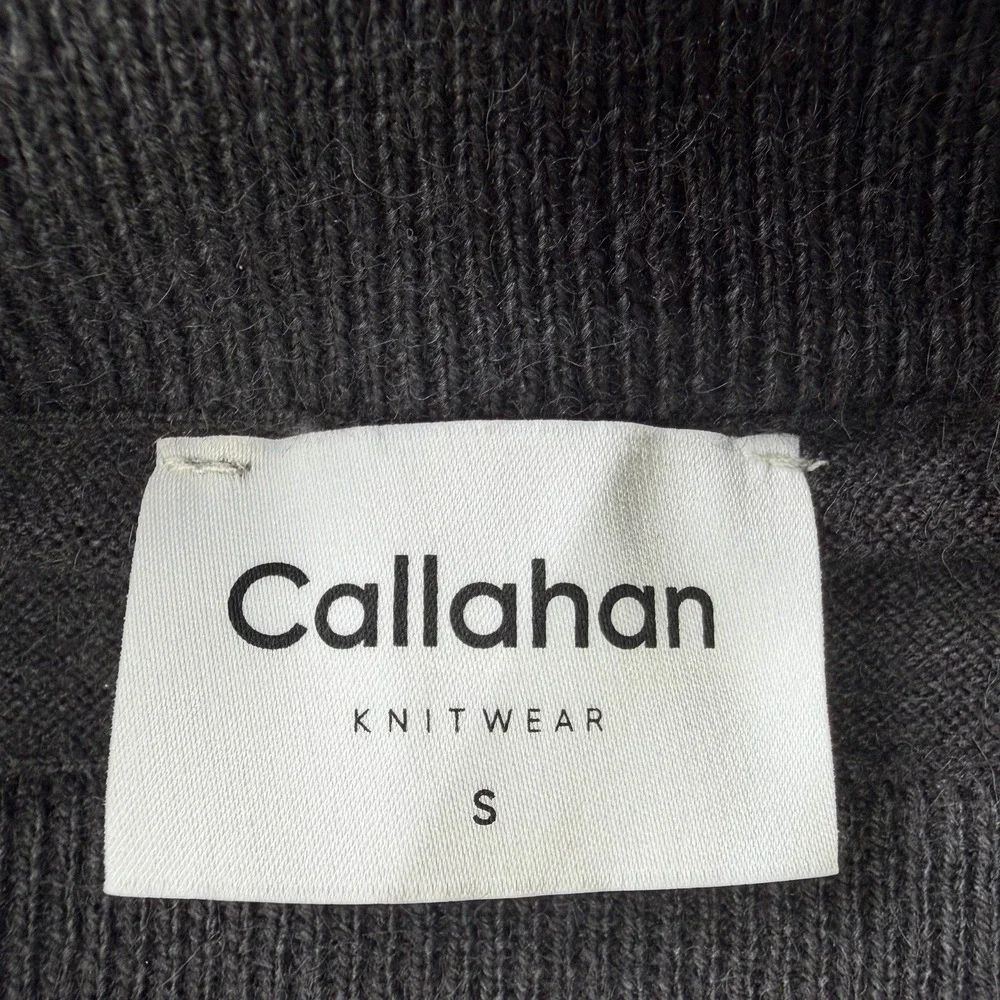 Callahan‎ Knitwear Knit Pull on Midi Skirt Small Petite Charcoal Gray Side Split